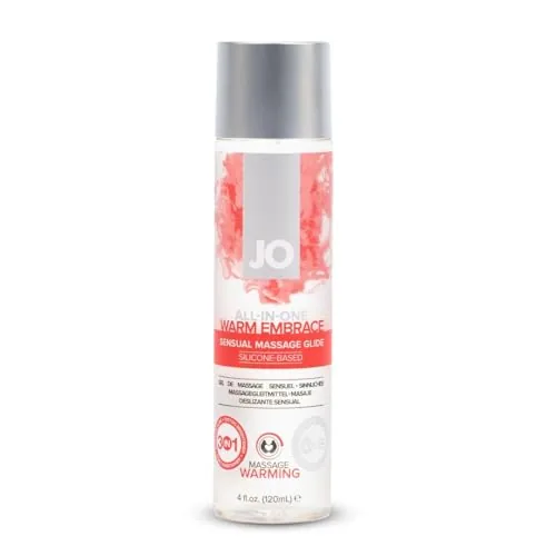 JO All-in-One Warming Silicone Massage Oil, 4 oz