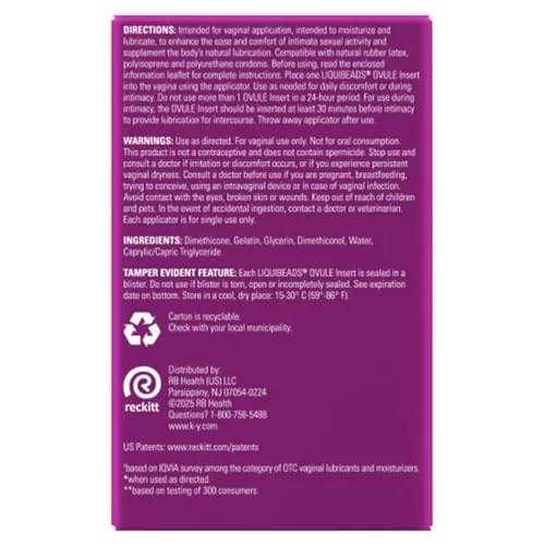 K-Y Liquibeads Silicone Moisturizer, 6 Inserts (2-pack) view 3
