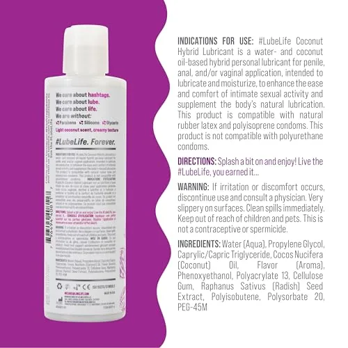 LubeLife Coconut Hybrid Lube, 8 oz view 2