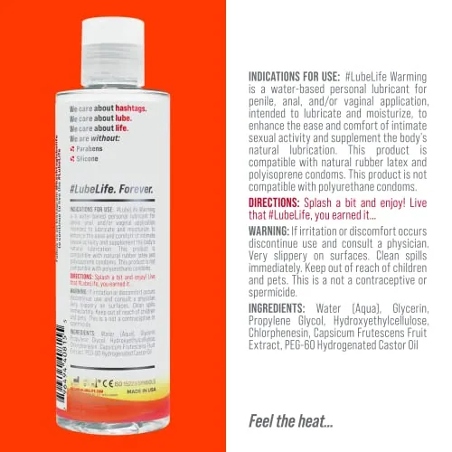 LubeLife Water Based Warming Lube, 8 fl oz view 2