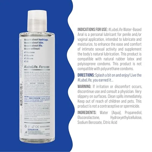 LubeLife Water Based Anal Lube, 8 fl oz view 2