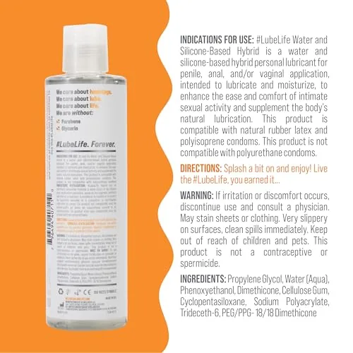 LubeLife Hybrid Water and Silicone Lube, 8 fl oz view 2