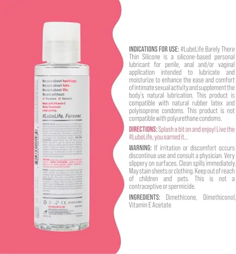LubeLife Barely There Thin Silicone Lube, 4 fl oz view 2