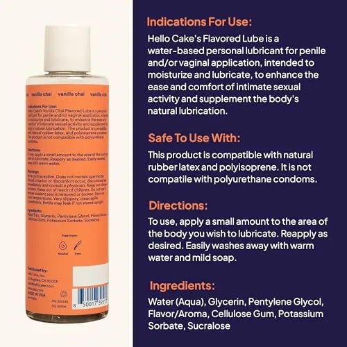 Hello Cake Vanilla Chai Flavored Lube, 8 oz view 2