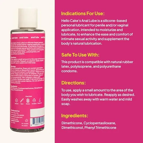 Hello Cake Anal Silicone Lube, 8 oz view 2