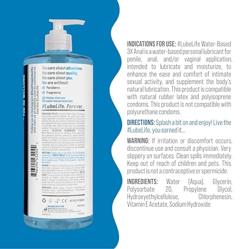 LubeLife 3X Water Based Anal Lube, 32 fl oz view 2