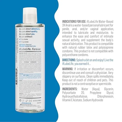 LubeLife 3X Water Based Anal Lube, 12 fl oz view 2